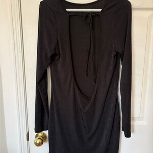 Lioness Black Backless Long Sleeve Dress